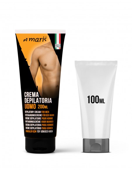 Tubo della crema depilatoria confrontato con un tubo da 100ml